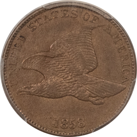 Flying Eagle 1858 FLYING EAGLE CENT, LARGE LETTERS – PCGS AU-53