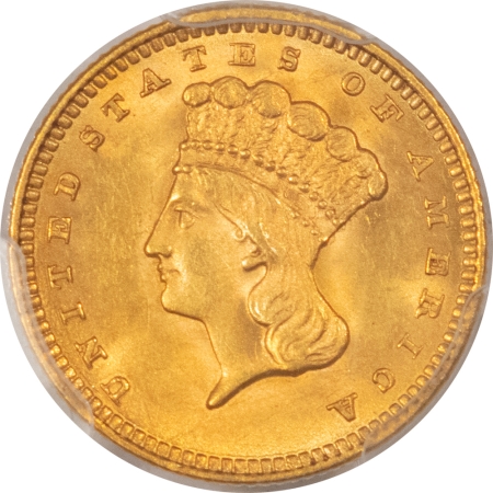 $1 1858 $1 GOLD DOLLAR – PCGS MS-64, FRESH & PREMIUM QUALITY!