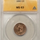 Indian 1868 INDIAN CENT, S-1, DOUBLED DIE OBVERSE, FS-008.2 – ANACS VF-30