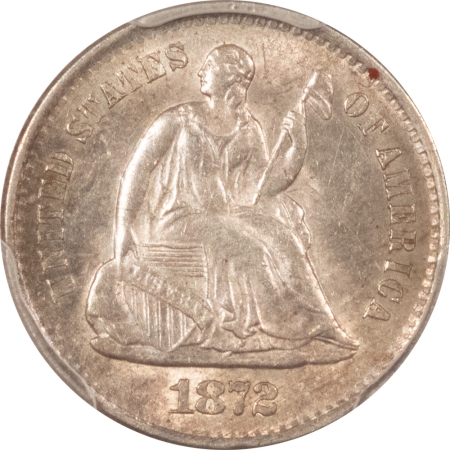 Liberty Seated Half Dimes 1872-S SEATED LIBERTY HALF DIME, PCGS MS-62 MINTMARK BELOW BOW, PREMIUM QUALITY!