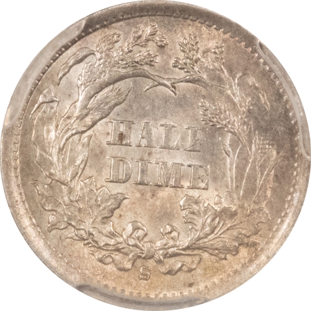 Liberty Seated Half Dimes 1872-S SEATED LIBERTY HALF DIME, PCGS MS-62 MINTMARK BELOW BOW, PREMIUM QUALITY!