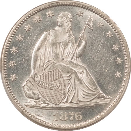 Liberty Seated Halves 1876 SEATED LIBERTY HALF DOLLAR – PCGS MS-61, WHITE & FLASHY, PREMIUM QUALITY!