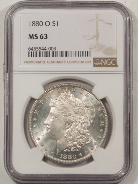 Morgan Dollars 1880-O MORGAN DOLLAR – NGC MS-63, BLAST WHITE & CHOICE!