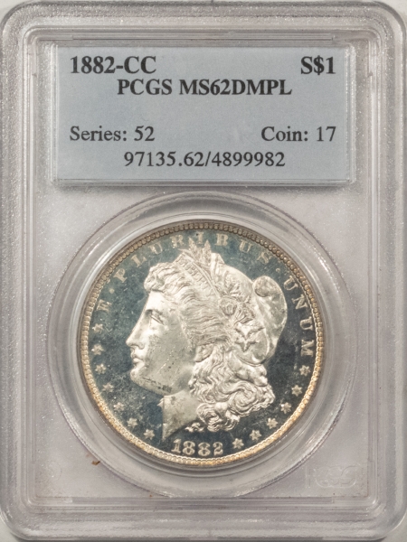 Morgan Dollars 1882-CC MORGAN DOLLAR – PCGS MS-62 DMPL, ULTRA DEEP! CARSON CITY!