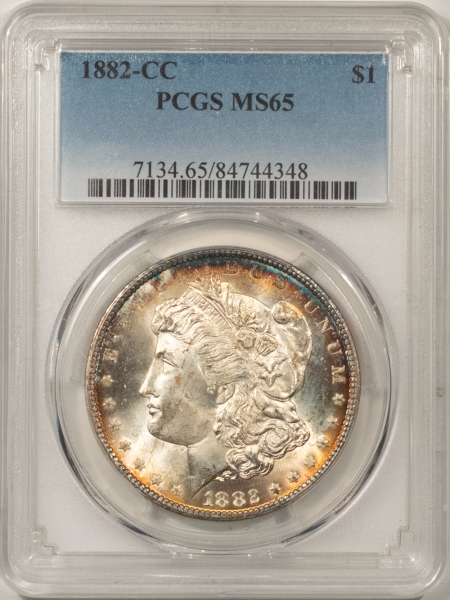 Morgan Dollars 1882-CC MORGAN DOLLAR – PCGS MS-65, PRETTY GEM! CARSON CITY!