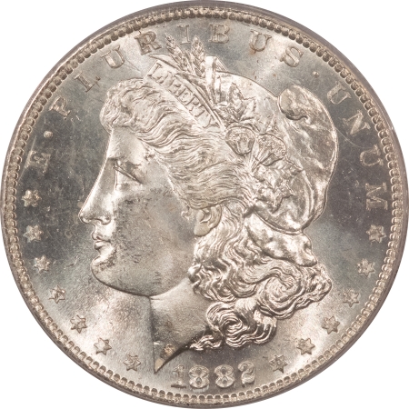 Morgan Dollars 1882-S MORGAN DOLLAR – PCGS MS-65, BLAST WHITE GEM!