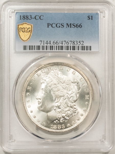 Morgan Dollars 1883-CC MORGAN DOLLAR – PCGS MS-66, SCREAMING WHITE & PQ! CARSON CITY!