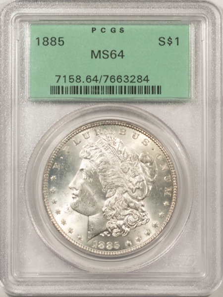 Morgan Dollars 1885 MORGAN DOLLAR – PCGS MS-64, OLD GREEN HOLDER!