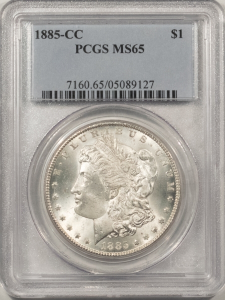 Morgan Dollars 1885-CC MORGAN DOLLAR – PCGS MS-65, BLAST WHITE GEM! CARSON CITY!