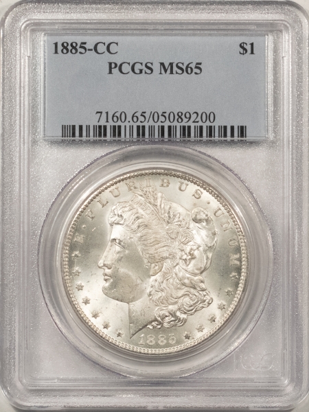 Morgan Dollars 1885-CC MORGAN DOLLAR – PCGS MS-65, BLAST WHITE GEM! CARSON CITY!