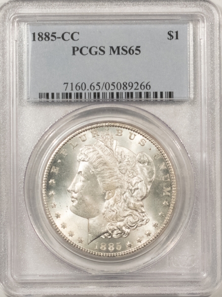 Morgan Dollars 1885-CC MORGAN DOLLAR – PCGS MS-65, BLAST WHITE GEM! CARSON CITY!