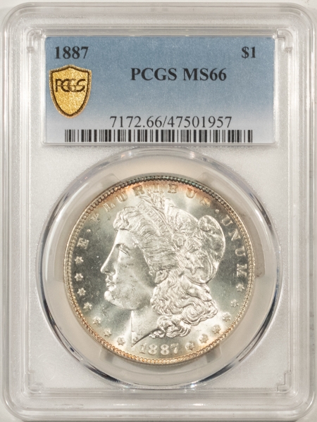 Morgan Dollars 1887 MORGAN DOLLAR – PCGS MS-66, FLASHY & PREMIUM QUALITY!