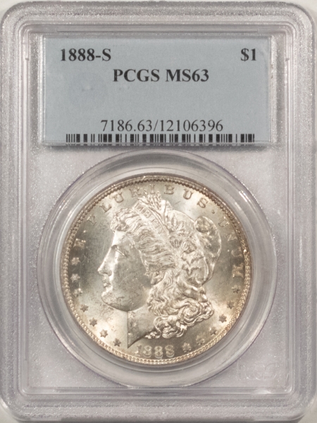 Morgan Dollars 1888-S MORGAN DOLLAR – PCGS MS-63, FLASHY, CHOICE!