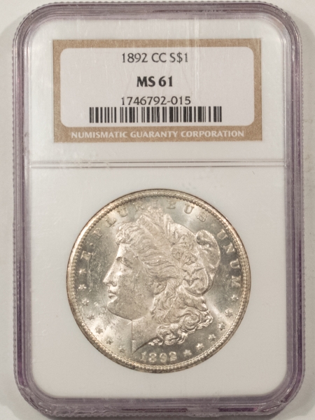 Morgan Dollars 1892-CC MORGAN DOLLAR – NGC MS-61, BLAST WHITE!