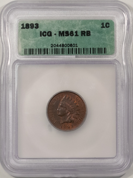 Indian 1893 INDIAN CENT – ICG MS-61 RB, NICE UNC, NICE LOOK