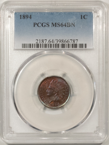 Indian 1894 INDIAN CENT – PCGS MS-64 BN, PRETTY!