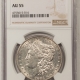 Morgan Dollars 1894 MORGAN DOLLAR – NGC AU-50, ORIGINAL LUSTER! LOW MINTAGE DATE!