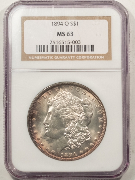 Morgan Dollars 1894-O MORGAN DOLLAR – NGC MS-63, CHOICE! KEY-DATE! NICE LOOK!