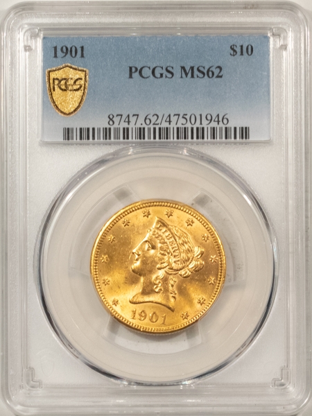 $10 1901 $10 LIBERTY GOLD – PCGS MS-62, LUSTROUS & LOOKS CHOICE!