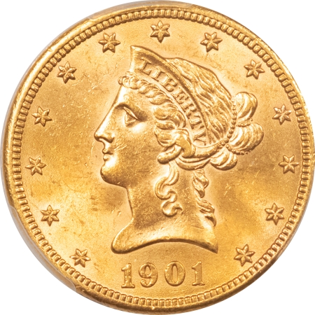 $10 1901 $10 LIBERTY GOLD – PCGS MS-62, LUSTROUS & LOOKS CHOICE!