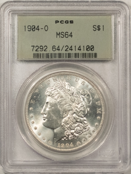 Morgan Dollars 1904-O MORGAN DOLLAR – PCGS MS-64, OLD GREEN HOLDER & PREMIUM QUALITY!