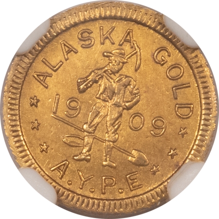 New Certified Coins 1909 WA GOLD 1/2 DWT ALASKA-YUKON-PAC EXPO – NGC MS-62, HART’S COINS OF WEST!