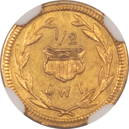 New Certified Coins 1909 WA GOLD 1/2 DWT ALASKA-YUKON-PAC EXPO – NGC MS-62, HART’S COINS OF WEST!