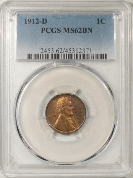 Lincoln Cents (Wheat) 1912-D LINCOLN CENT – PCGS MS-62 BN