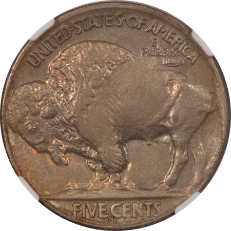 Buffalo Nickels 1913-S TYPE 2 BUFFALO NICKEL – NGC AU-58, PRETTY!