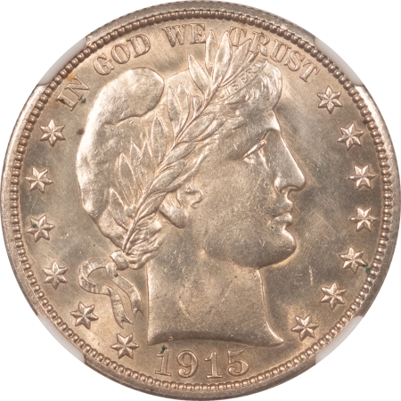 Barber Halves 1915-S BARBER HALF DOLLAR – NGC MS-63, ORIGINAL FLASHY WHITE & CHOICE!