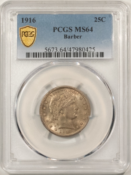 Barber Quarters 1916 BARBER QUARTER – PCGS MS-64, FRESH & ORIGINAL