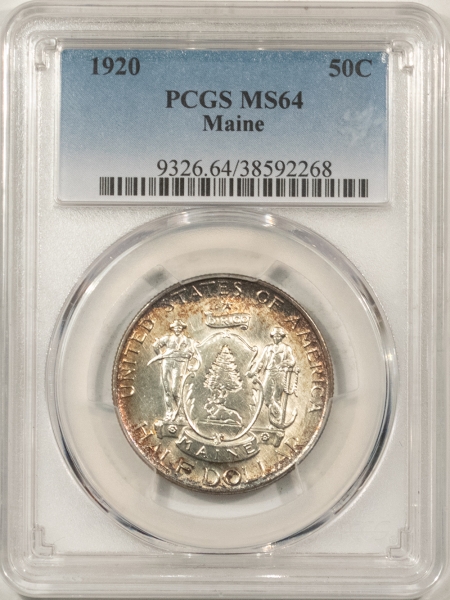 New Certified Coins 1920 MAINE COMMEMORATIVE HALF DOLLAR – PCGS MS-64, PRETTY, PREMIUM QUALITY!