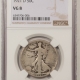 New Certified Coins 1921-D WALKING LIBERTY HALF DOLLAR – NGC VG-10, KEY DATE!