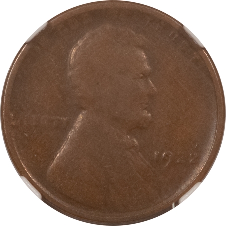 Lincoln Cents (Wheat) 1922 NO D LINCOLN CENT, STRONG REVERSE – NGC F-12 BN, PLEASING KEY-DATE! TOUGH!