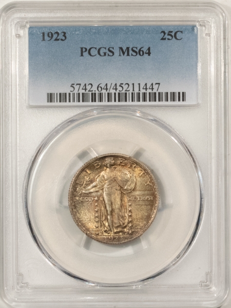 New Certified Coins 1923 STANDING LIBERTY QUARTER – PCGS MS-64, ORIGINAL, PRETTY!