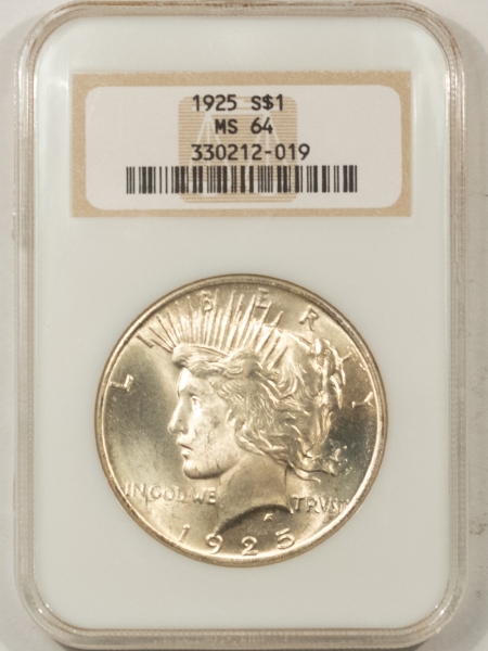 New Certified Coins 1925 PEACE DOLLAR – NGC MS-64, FLASHY & PREMIUM QUALITY! FATTIE HOLDER