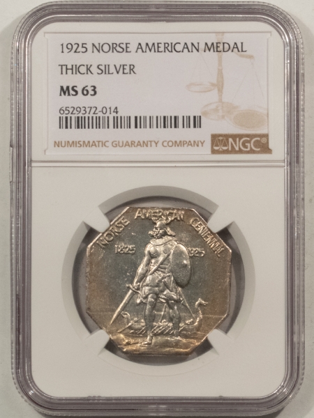 New Certified Coins 1925 NORSE AMERICAN MEDAL THICK SILVER COMMEMORATIVE NGC MS-63 PLEASING & CHOICE