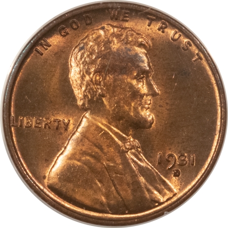 Lincoln Cents (Wheat) 1931-D LINCOLN CENT – ANACS MS-62 RB, LOTS OF RED! PREMIUM QUALITY!