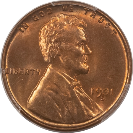 Lincoln Cents (Wheat) 1931-S LINCOLN CENT – PCGS MS-65 RD, SHIMMERING RED! PREMIUM QUALITY!