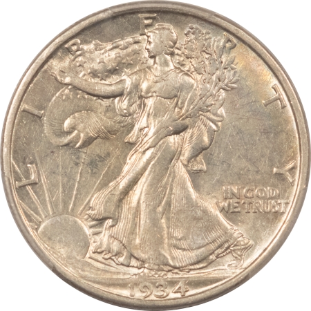 Half Dollars 1934-D WALKING LIBERTY HALF DOLLAR – PCGS AU-53, ORIGINAL W/ LUSTER