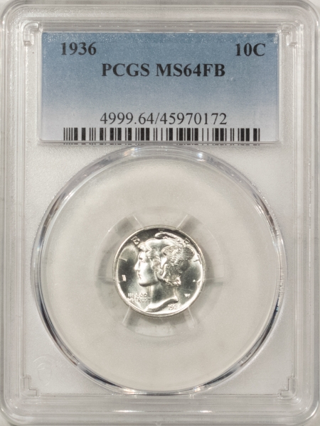 Dimes 1936 MERCURY DIME – PCGS MS-64 FB, BLAZING WHITE