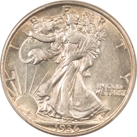 Half Dollars 1936 WALKING LIBERTY HALF DOLLAR – PCGS AU-53, LUSTROUS!