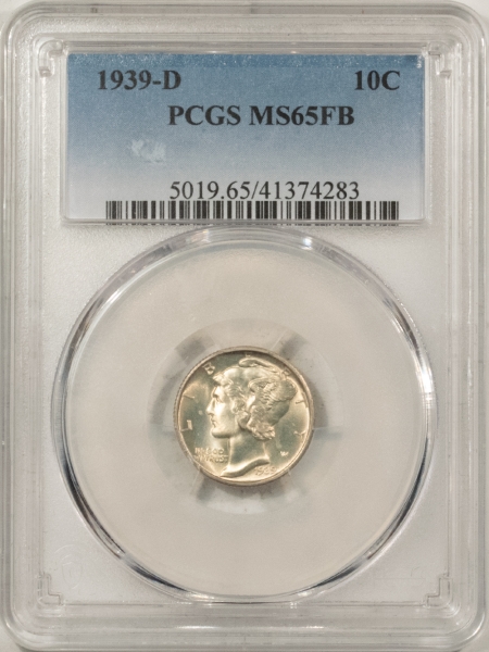 Dimes 1939-D MERCURY DIME PCGS MS-65 FB, FRESH & PQ!