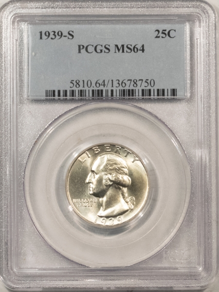 New Certified Coins 1939-S WASHINGTON QUARTER – PCGS MS-64, PREMIUM QUALITY!