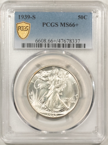 New Certified Coins 1939-S WALKING LIBERTY HALF DOLLAR – PCGS MS-66+, PREMIUM QUALITY! LOOKS SUPERB!