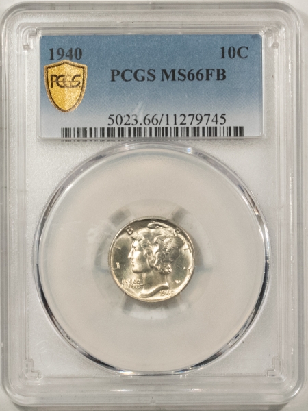 Dimes 1940 MERCURY DIME – PCGS MS-66 FB, FRESH ORIGINAL WHITE & NICE!