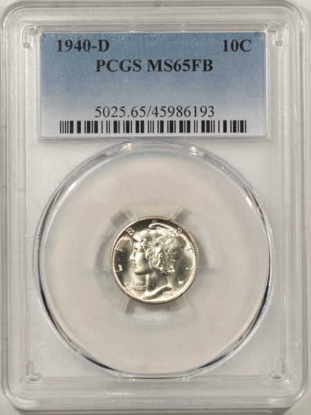 Dimes 1940-D MERCURY DIME – PCGS MS-65 FB, BLAST WHITE GEM!