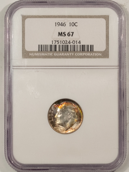 New Certified Coins 1946 ROOSEVELT DIME – NGC MS-67, GORGEOUS!