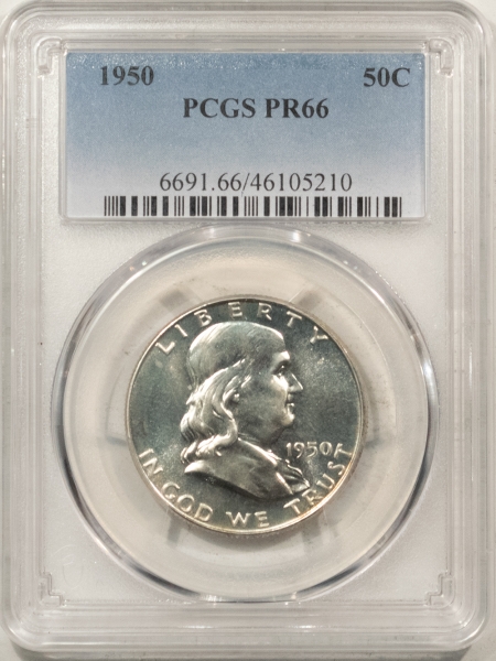 Franklin Halves 1950 PROOF FRANKLIN HALF DOLLAR – PCGS PR-66, FRESH & NICE LOOK! FIRST YEAR!