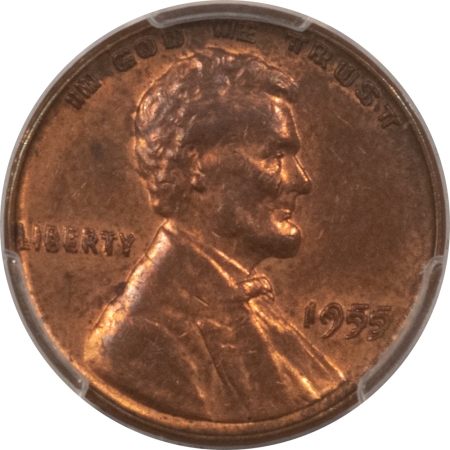 Lincoln Cents (Wheat) 1955 DOUBLED DIE OBVERSE LINCOLN CENT PCGS MS-62 RB, ORIGINAL LOTS OF RED! NICE!